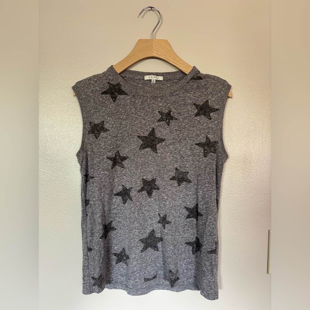 Z Supply Gray Muscle Tee with Star Print Size XS